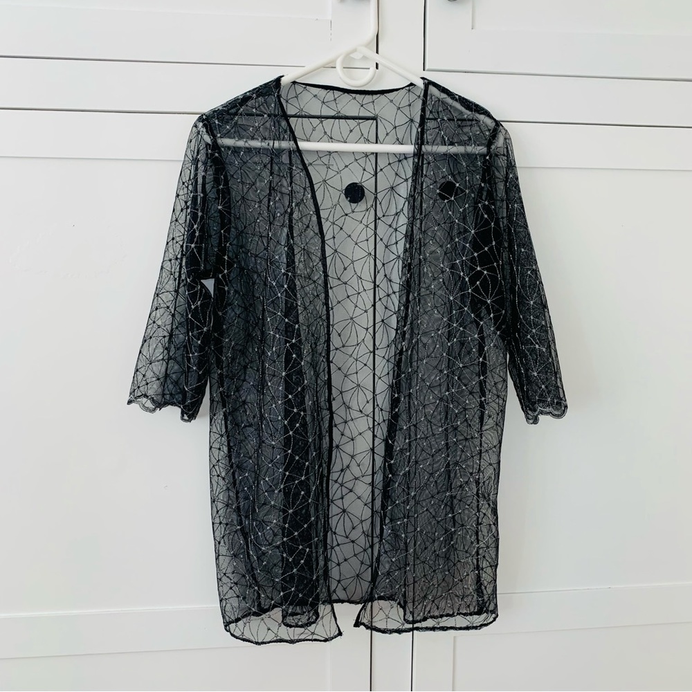 Black/ Metalic Gray Cardigan Size Medium